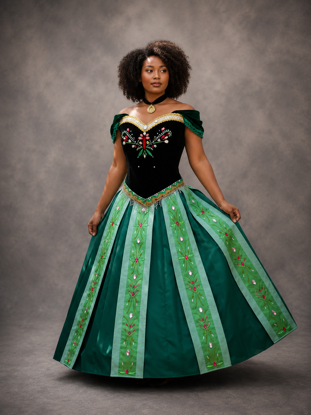 Fantasy Princess Green Coronation Costume Dress