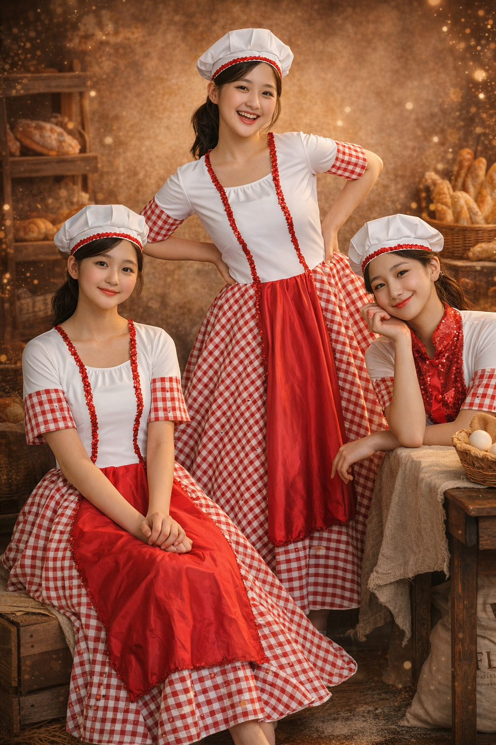 Red & White Gingham Chef Costume – Theatre & Performance Ready