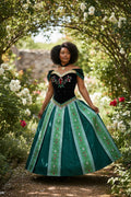 Frozen Inspired Green Anna Dress, Premium Coronation Style Princess Gown Set