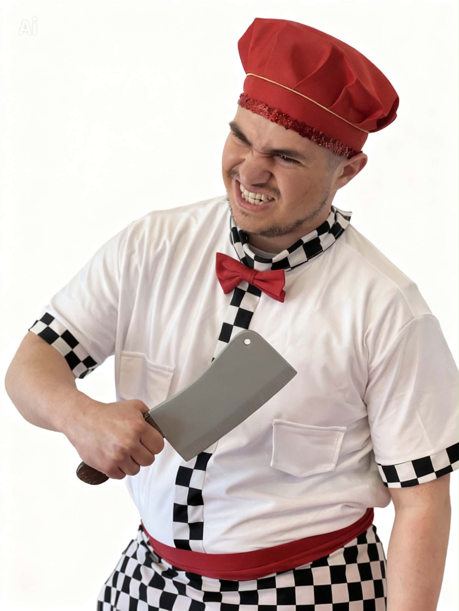 Chef & Waiter Costume Set- White & Red Uniform