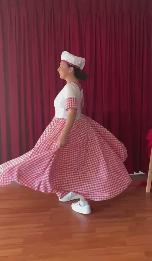 Red & White Gingham Chef Costume – Theatre & Performance Ready